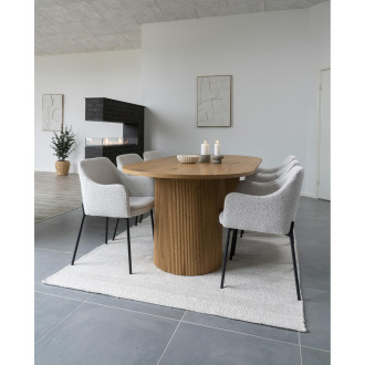 Stół owalny na ryflowanej podstawie Boavista 100x210cm odcień dębu House Nordic