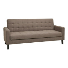 Sofa rozkładana pikowana na nóżkach Milton 204cm brązowy / czarne nogi House Nordic
