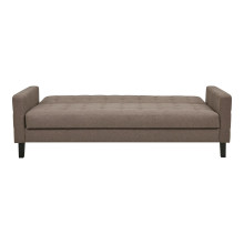 Sofa rozkładana pikowana na nóżkach Milton 204cm brązowy / czarne nogi House Nordic