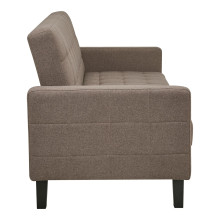 Sofa rozkładana pikowana na nóżkach Milton 204cm brązowy / czarne nogi House Nordic