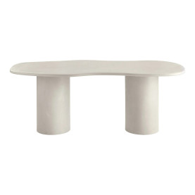 Stół cementowy organiczny na 2 kolumnowych nogach Maranola 200x96cm szaro-beżowy House Nordic