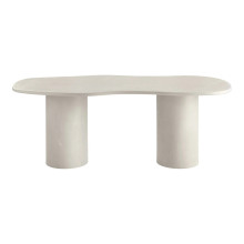 Stół cementowy organiczny na 2 kolumnowych nogach Maranola 200x96cm szaro-beżowy House Nordic
