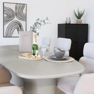 Stół cementowy organiczny na 2 kolumnowych nogach Maranola 200x96cm szaro-beżowy House Nordic