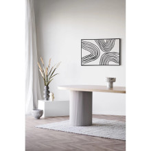 Stół owalny fornirowany na ryflowanych kolumnowych nogach Solva 100x220cm jesion / piaskowy House Nordic