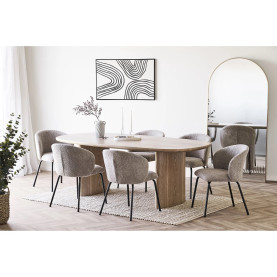 Stół fornirowany z owalnym blatem na 2 kolumnowych nogach Serra110x210cm jesion House Nordic 2