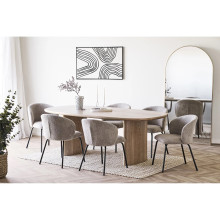 Stół fornirowany z owalnym blatem na 2 kolumnowych nogach Serra110x210cm jesion House Nordic