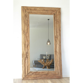 Lustro w drewnianej ramie Granada 180x101cm postarzane drewno tekowe House Nordic