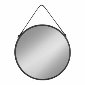Lustro okrągłe na pasku w czarnej ramie Trapani 60cm House Nordic