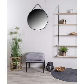Lustro okrągłe na pasku w czarnej ramie Trapani 60cm House Nordic 2