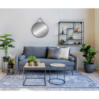 Lustro okrągłe na pasku w czarnej ramie Trapani 60cm House Nordic