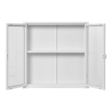 Półka ścienna metalowa ze szklanymi drzwiami Brisbane 80x80x18cm biała House Nordic