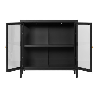 Szafka metalowa ze szklanymi drzwiami Dalby 80x80x35cm czarna House Nordic