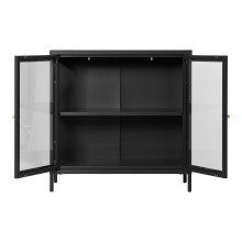 Szafka metalowa ze szklanymi drzwiami Dalby 80x80x35cm czarna House Nordic