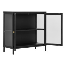Szafka metalowa ze szklanymi drzwiami Dalby 80x80x35cm czarna House Nordic