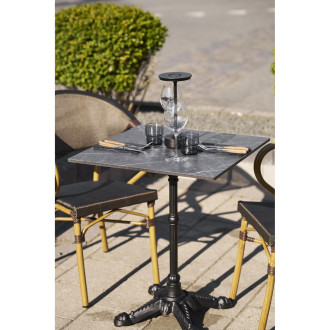 Stół kwadatowy Bistro 60x60cm ciemnoszary marmur / żeliwna czarna noga House Nordic