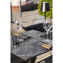 Stół kwadatowy Bistro 60x60cm ciemnoszary marmur / żeliwna czarna noga House Nordic