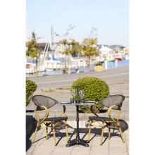 Stół kwadatowy Bistro 60x60cm ciemnoszary marmur / żeliwna czarna noga House Nordic
