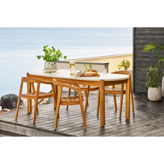 Stół ogrodowy owalny Terracina 210x95cm akacja / terrazzo House Nordic