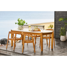 Stół ogrodowy owalny Terracina 210x95cm akacja / terrazzo House Nordic