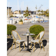 Stół okrągły Bistro 60cm biały marmur ze złotą krawędzią / czarna noga House Nordic