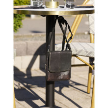 Stół okrągły Bistro 60cm biały marmur ze złotą krawędzią / czarna noga House Nordic