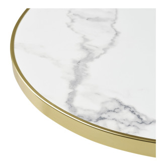 Stół okrągły Bistro 60cm biały marmur ze złotą krawędzią / czarna noga House Nordic