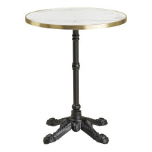 Stół okrągły Bistro 60cm biały marmur ze złotą krawędzią / żeliwna czarna noga House Nordic