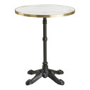 Stół okrągły Bistro 60cm biały marmur ze złotą krawędzią / żeliwna czarna noga House Nordic