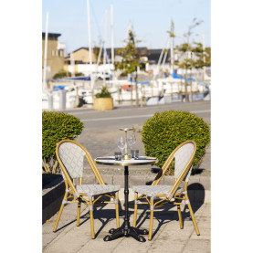 Stół okrągły Bistro 60cm biały marmur ze złotą krawędzią / żeliwna czarna noga House Nordic 2