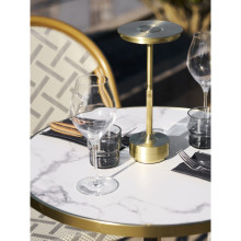 Stół okrągły Bistro 60cm biały marmur ze złotą krawędzią / żeliwna czarna noga House Nordic