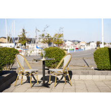 Stół okrągły Bistro 60cm biały marmur ze złotą krawędzią / czarna noga House Nordic