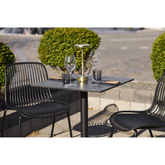 Stół kwadatowy Bistro 60x60cm ciemnoszary marmur / czarna noga House Nordic