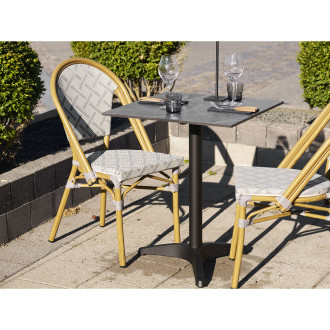 Stół kwadatowy Bistro 60x60cm ciemnoszary marmur / czarna noga House Nordic