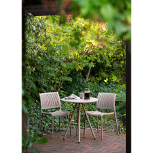Stół metalowy okrągły Barletta Bistro 70cm taupe House Nordic