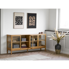 Komoda zamykana na nóżkach Zamora 80x180x40cm fornir dębowy / szkło hartowane House Nordic