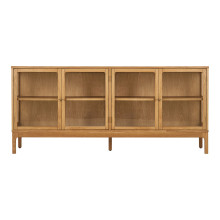 Komoda zamykana na nóżkach Zamora 80x180x40cm fornir dębowy / szkło hartowane House Nordic