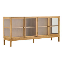 Komoda zamykana na nóżkach Zamora 80x180x40cm fornir dębowy / szkło hartowane House Nordic