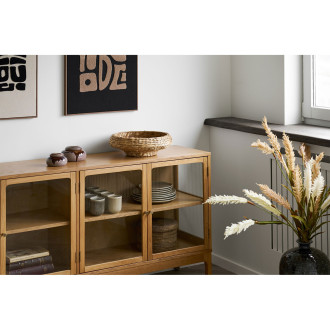 Komoda zamykana na nóżkach Zamora 80x180x40cm fornir dębowy / szkło hartowane House Nordic