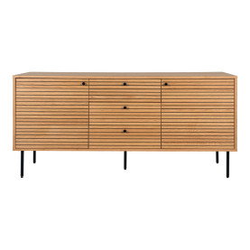 Komoda fornirowana 3 szuflady 2 szafki Kyoto 150x40cm dąb naturalny House Nordic