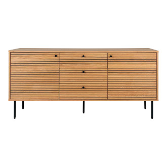Komoda fornirowana 3 szuflady 2 szafki Kyoto 150x40cm dąb naturalny House Nordic