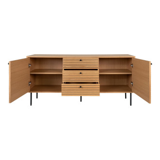 Komoda fornirowana 3 szuflady 2 szafki Kyoto 150x40cm dąb naturalny House Nordic