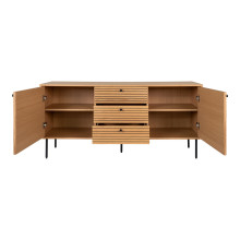 Komoda fornirowana 3 szuflady 2 szafki Kyoto 150x40cm dąb naturalny House Nordic
