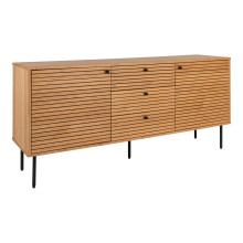 Komoda fornirowana 3 szuflady 2 szafki Kyoto 150x40cm dąb naturalny House Nordic