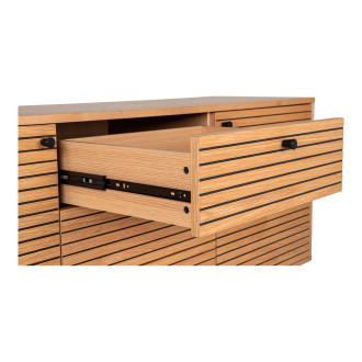 Komoda fornirowana 3 szuflady 2 szafki Kyoto 150x40cm dąb naturalny House Nordic