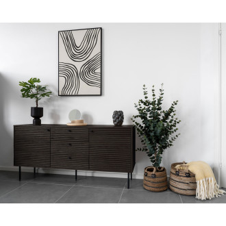 Komoda fornirowana 3 szuflady 2 szafki Kyoto 150x40cm dąb dymiony House Nordic