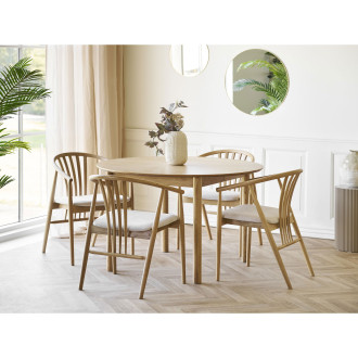 Stół okrągły rozkładany Bundaberg 120/120-220 cm fornir dębowy House Nordic