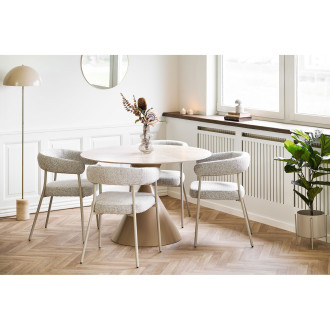 Stół ceramiczny na jednej nodze - klepsydra Annecy 120cm trawertyn / piaskowy House Nordic