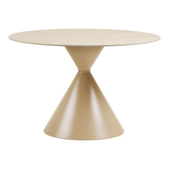 Stół ceramiczny na jednej nodze - klepsydra Annecy 120cm trawertyn / piaskowy House Nordic