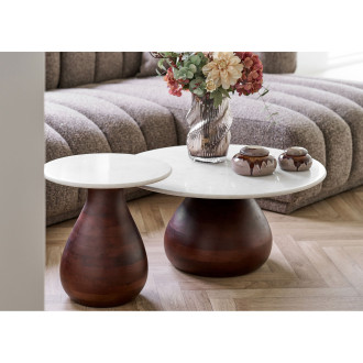Stolik kawowy okrągły Heide 40cm drewno mango / marmur House Nordic