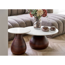 Stolik kawowy okrągły Heide 40cm drewno mango / marmur House Nordic
